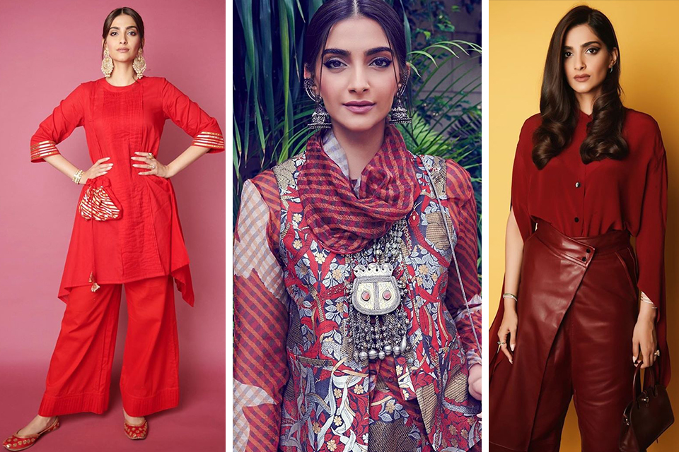 Dazzlerr : Sonam Kapoor Paints the Town in Red for The Zoya Factor Promotions