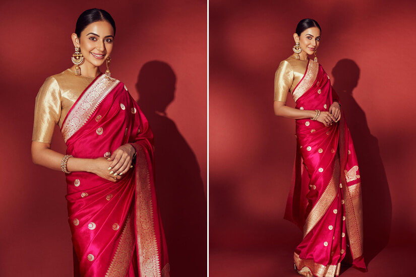 Dazzlerr: Red-Banarasi-silk-saree