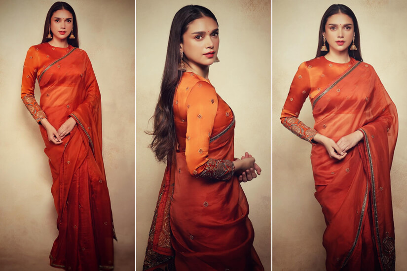 Dazzlerr: Tangerine-Coloured Sari