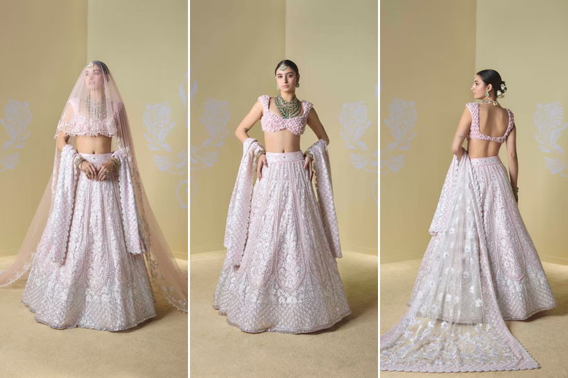 Ivory Floral Embroidered Lehenga Set