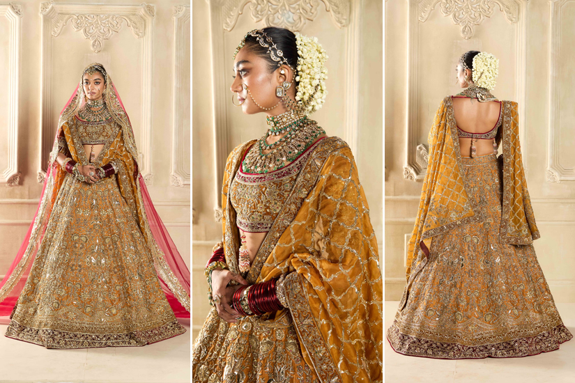 Mustard Embroidered Lehenga