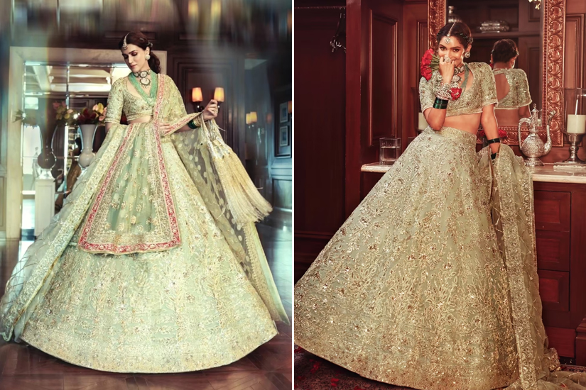 Green Embroidered Lehenga